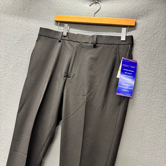 Perry Ellis Premium Pants Mens 33 UNHEMMED Black Tech + Suit Slim Fit NEW - Picture 6 of 11
